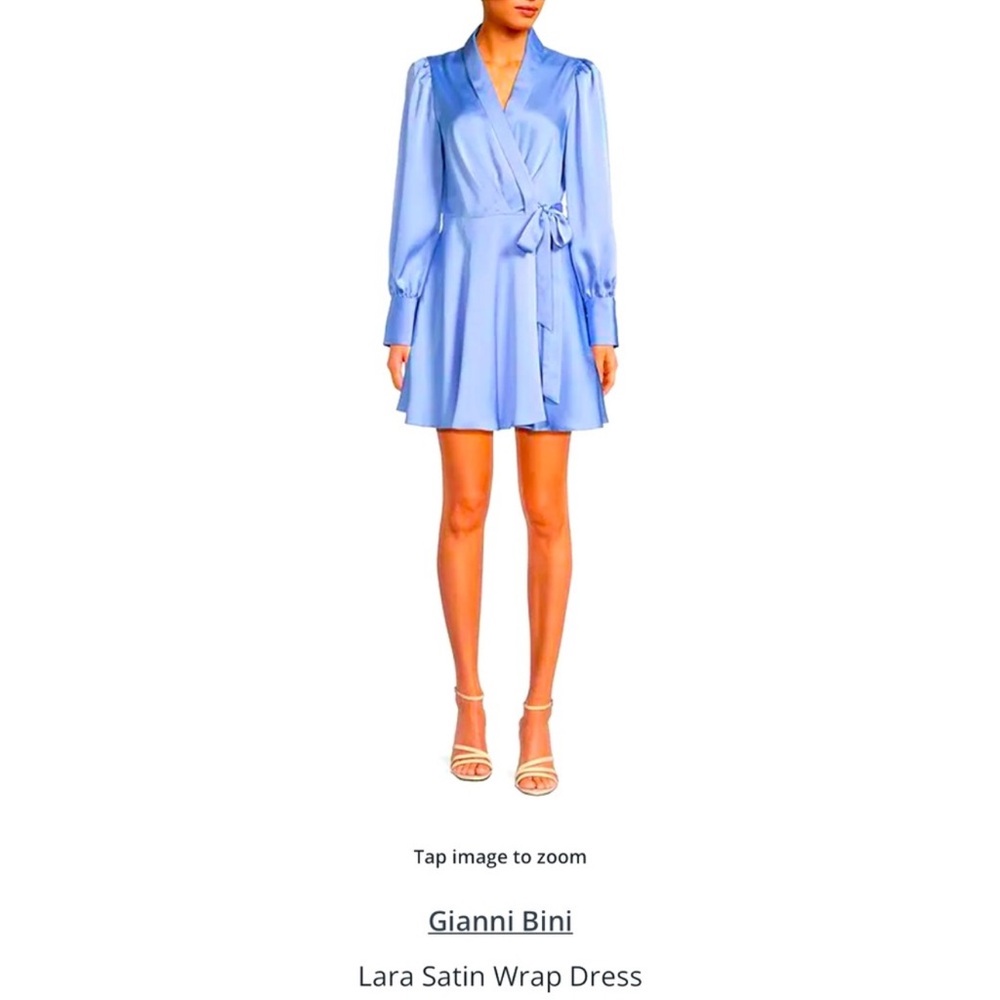 Gianni Bini Lara Blue Satin Wrap Dress size Small